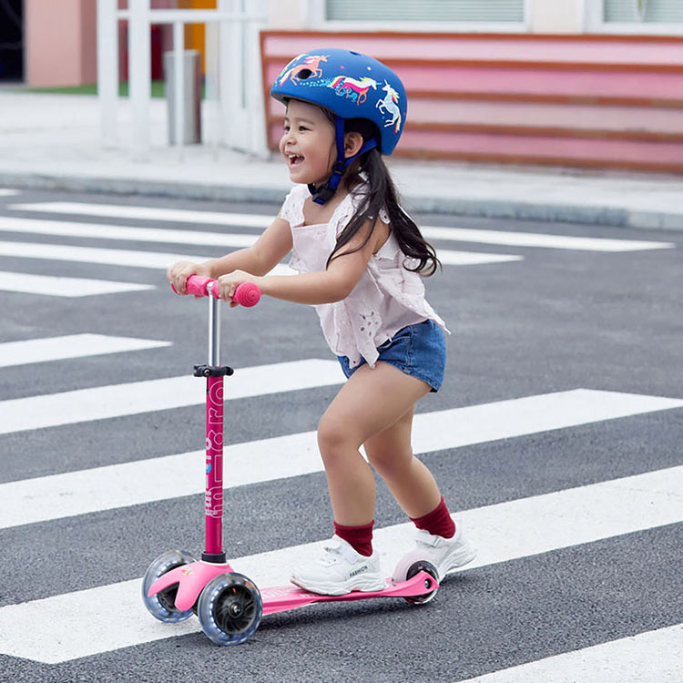 Micro Mini Deluxe LED børneløbehjul – Pink