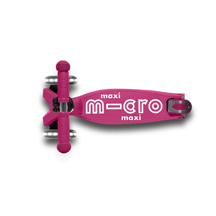 Micro Maxi Deluxe foldbart LED løbehjul til børn – 3 hjul – Berry Red