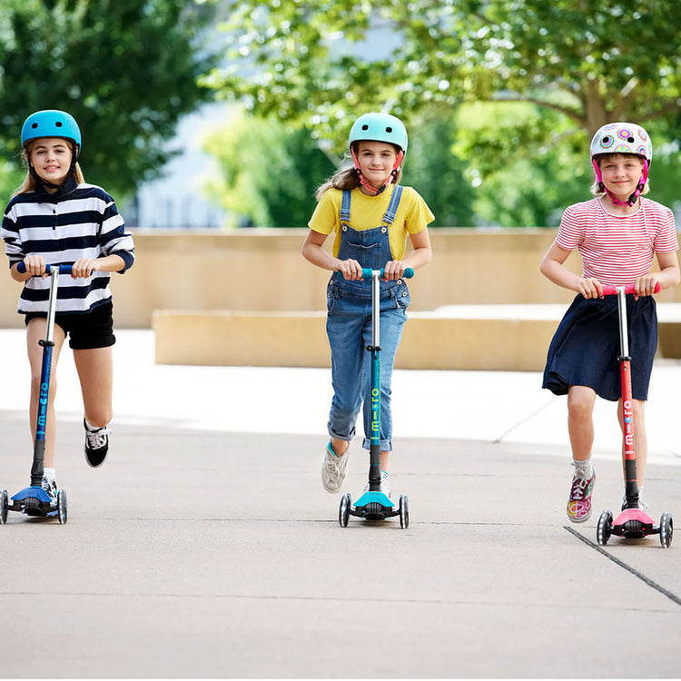 Micro Maxi Deluxe foldbart LED løbehjul til børn – Navy