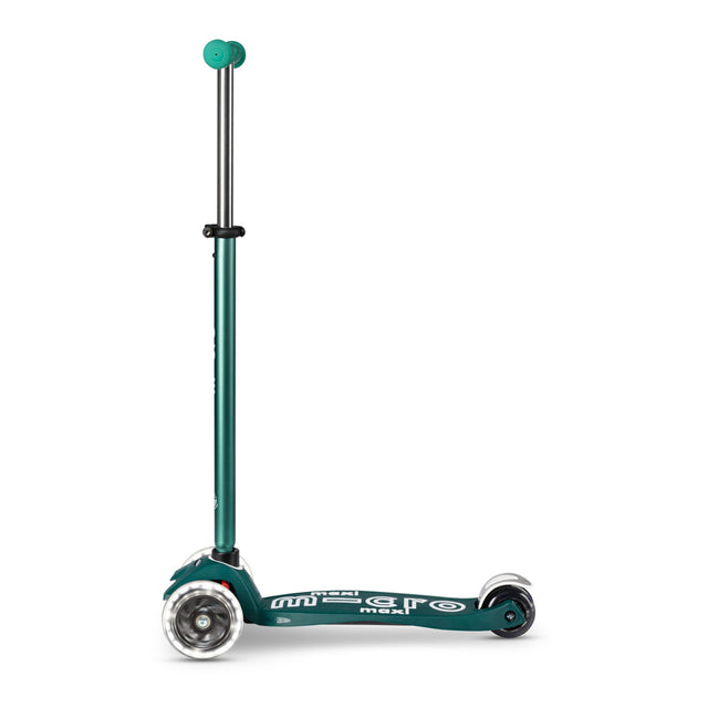 Micro Maxi Deluxe ECO LED løbehjul til børn 5-12 år – miljøvenligt, 3 hjul – Green