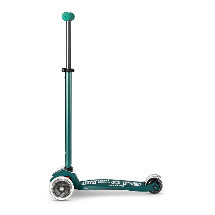 Micro Maxi Deluxe ECO LED løbehjul til børn 5-12 år – miljøvenligt, 3 hjul – Green