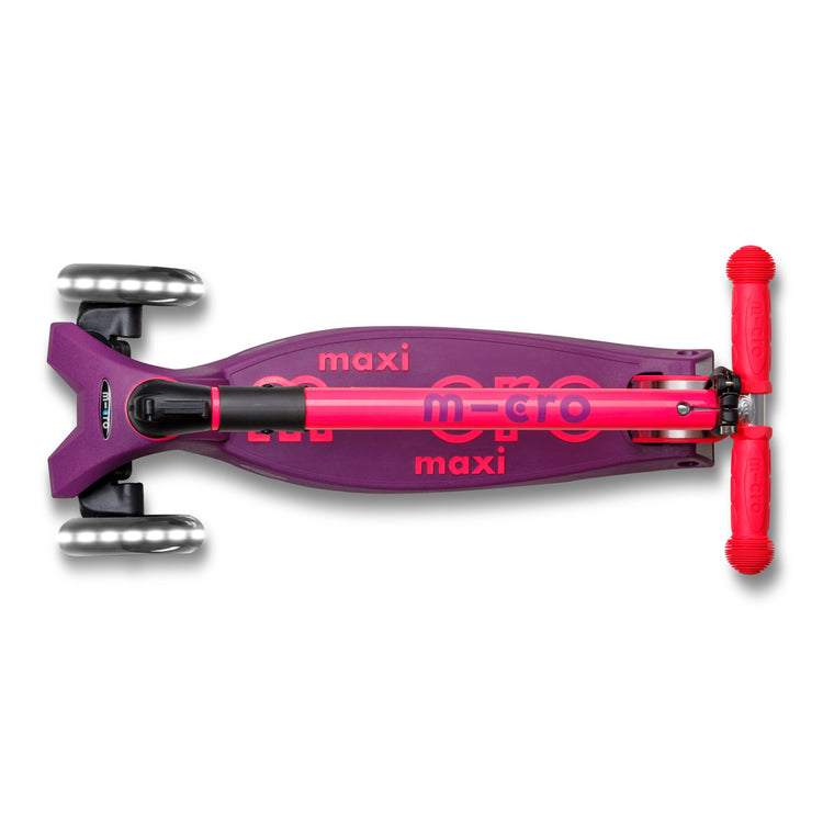 Micro Maxi Deluxe LED foldbart børneløbehjul – Neon Ultra Pink