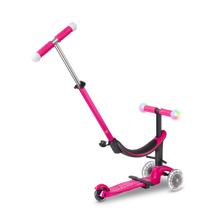 Micro Mini2Grow Deluxe Magic LED løbehjul/løbecykel til børn – Pink