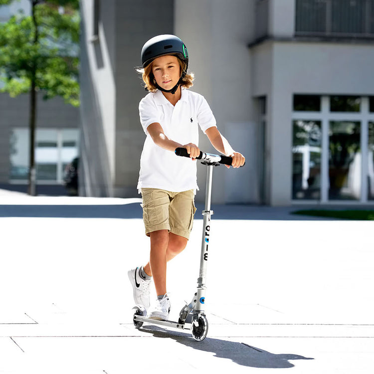 Micro Sprite LED løbehjul til børn – Silver Matte