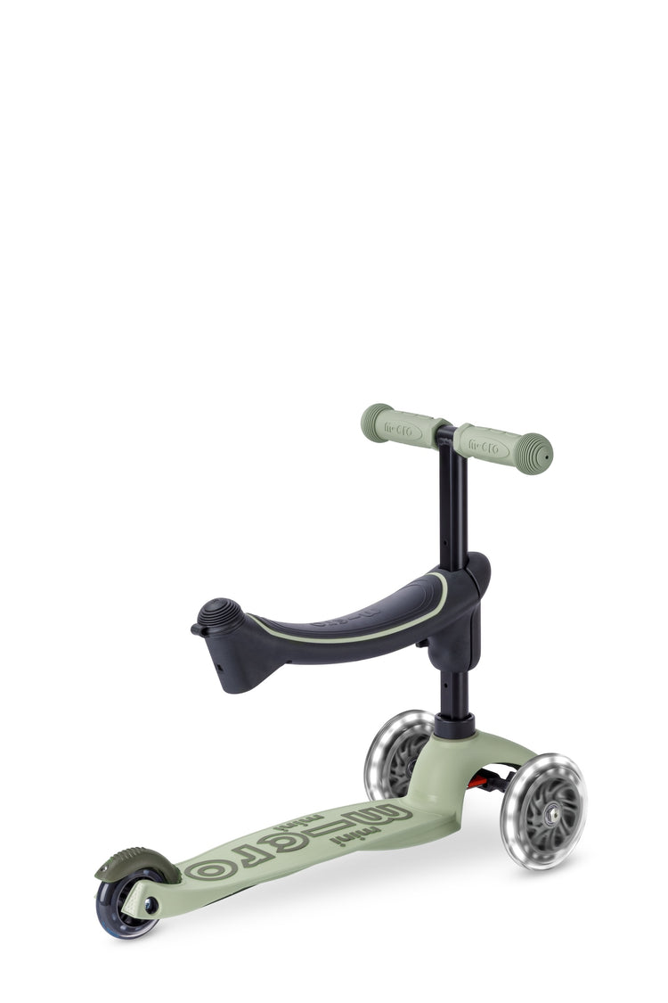 Micro Mini2grow Deluxe Magic LED løbehjul til børn – Olive Sage
