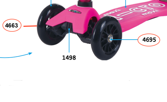 Micro - Maxi Front Wheel 44mm Axle Bolt: Left