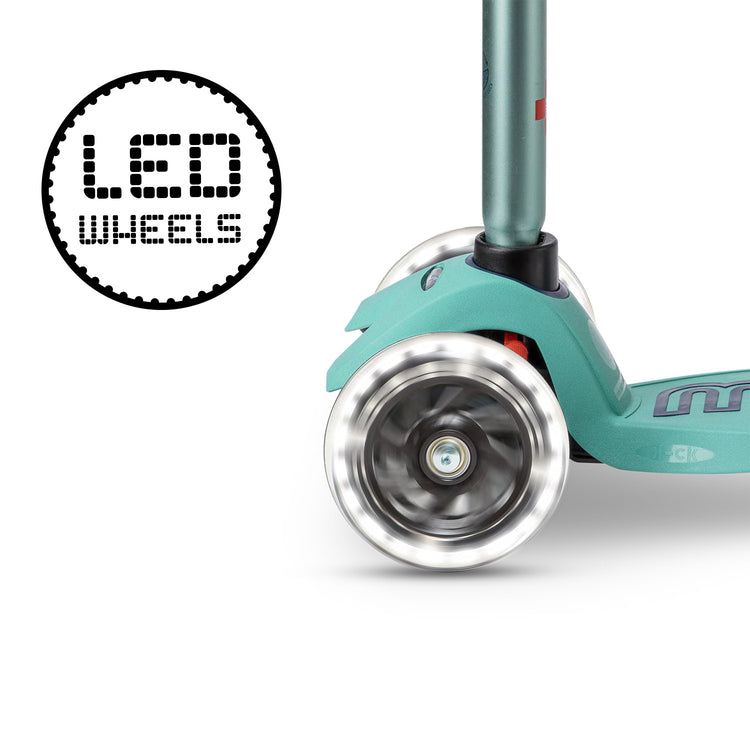 Micro Maxi Deluxe ECO LED løbehjul til børn – Mint