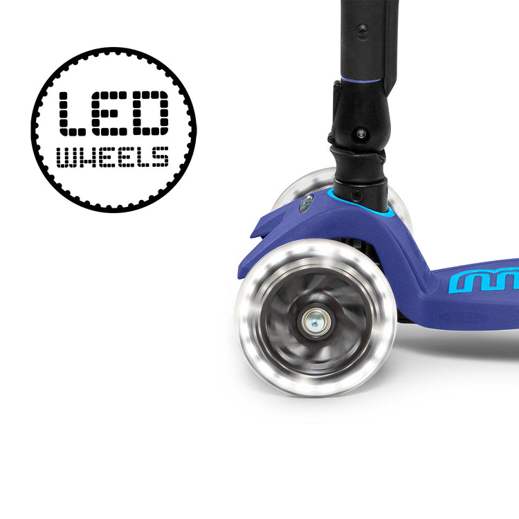 Micro Maxi Deluxe foldbart LED løbehjul til børn – Navy
