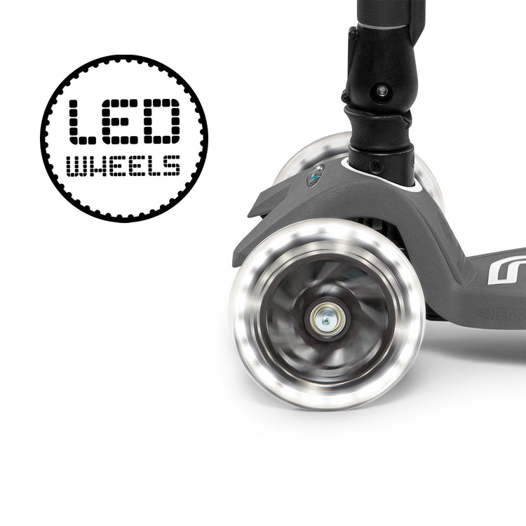 Micro Maxi Deluxe foldbart LED løbehjul til børn – Volcano Grey