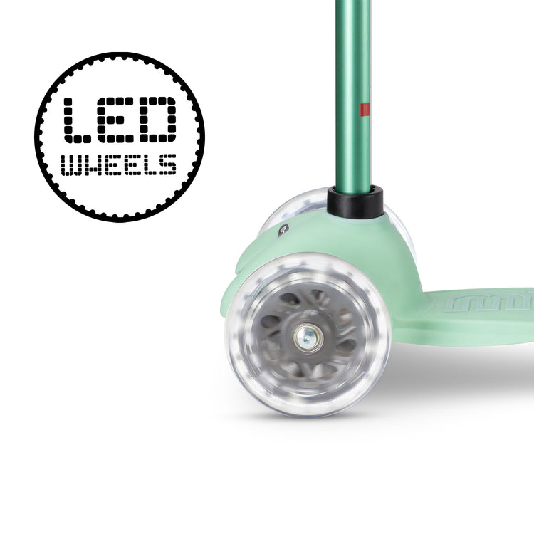Micro Mini2Grow Deluxe Magic LED løbehjul til børn – Mint