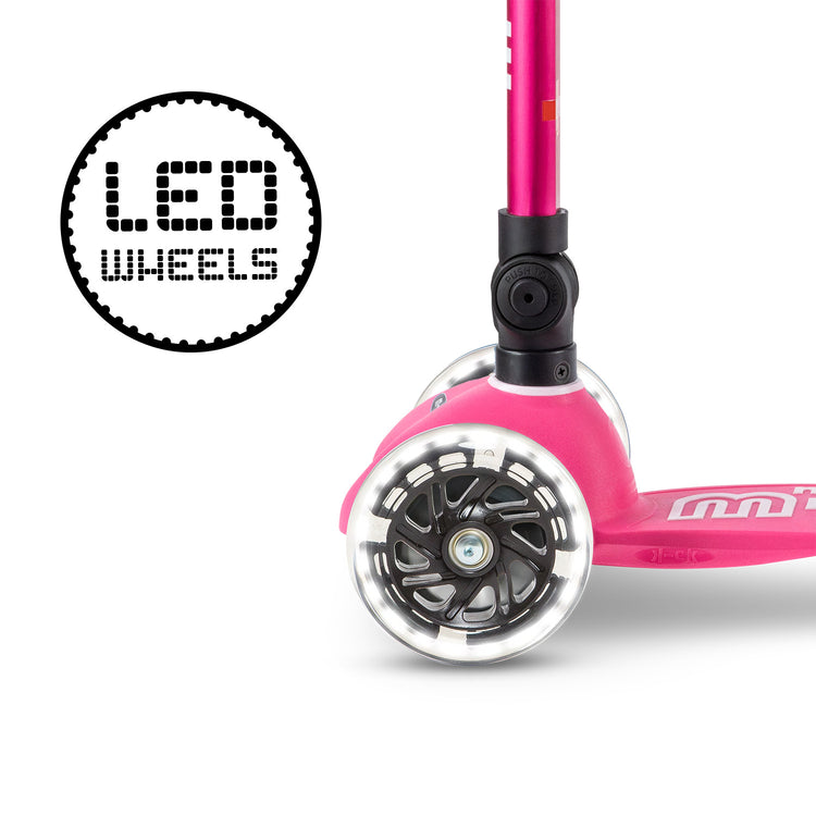 Micro Mini Deluxe Foldbart LED børneløbehjul – Pink