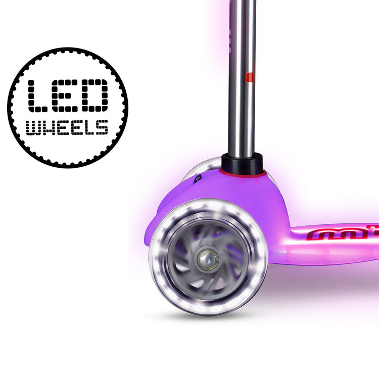 Micro Mini Deluxe Glow LED Plus børneløbehjul – Frosty Pink