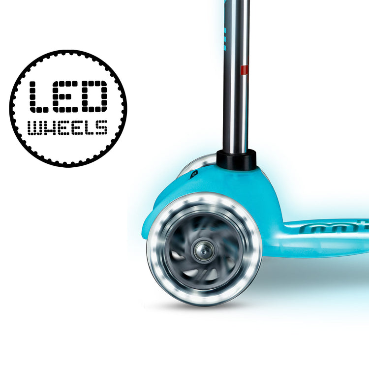 Micro Mini Deluxe Glow LED Plus løbehjul til børn – Glacier Aqua