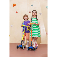 Micro Maxi Deluxe LED løbehjul til børn, foldbar – Neon Canary Yellow