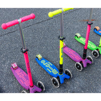 Micro Maxi Deluxe LED løbehjul til børn, foldbar – Neon Canary Yellow