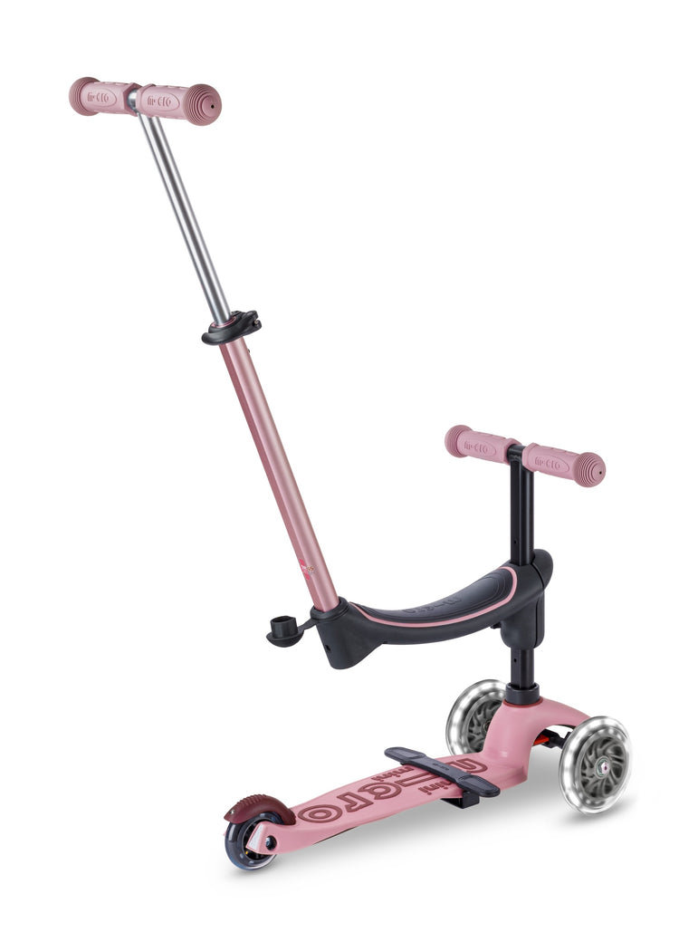 Micro Mini2grow Deluxe Magic LED løbehjul til børn – Dusty Rose