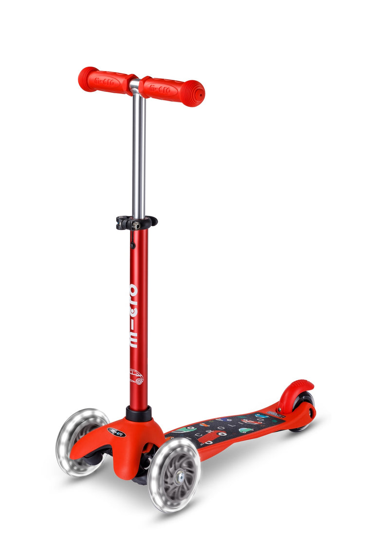 Micro Mini Deluxe LED børneløbehjul – Red Microlino