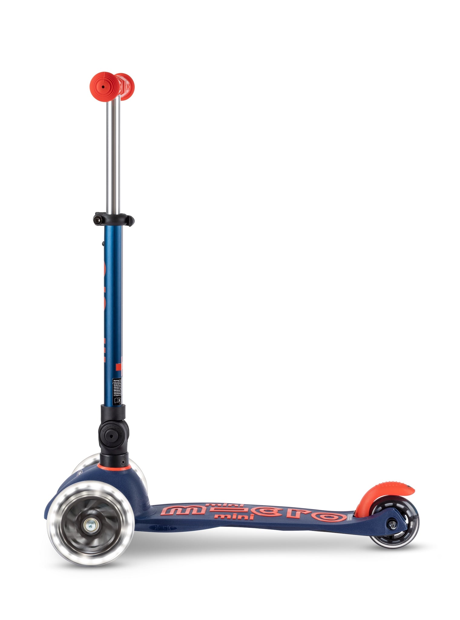 Micro Mini Deluxe Foldbart LED løbehjul til børn – Navy Blue